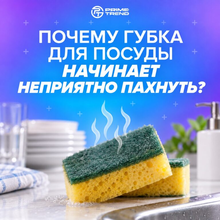 🧽 Почему губка для посуды начинает неприятно пахнуть?