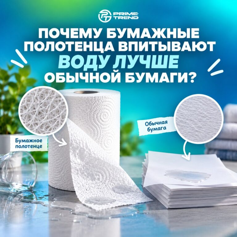 🧻 Почему бумажные полотенца впитывают воду лучше обычной бумаги?
