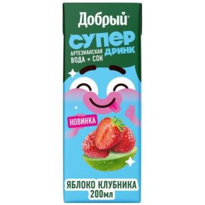Сокосодержащий напиток из яблок и клубники, обогащенный витаминным комплексом "Active kid" — бренд Добрый — купить оптом